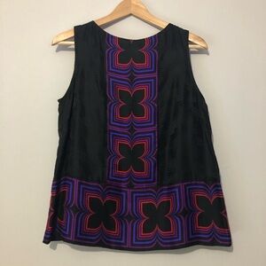 Alice & Trixie 100% Silk Sleeveless Floral Geometric Print Women's Medium Top